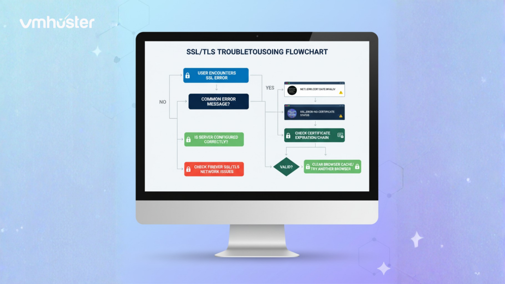 Troubleshooting flowchart or common SSL error messages screenshot