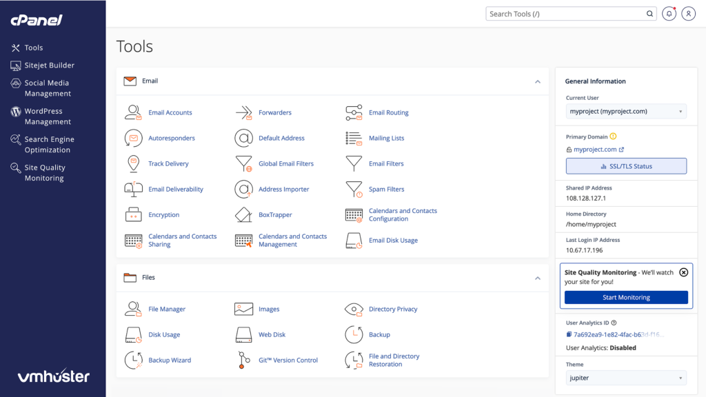 control panel dashboard interface